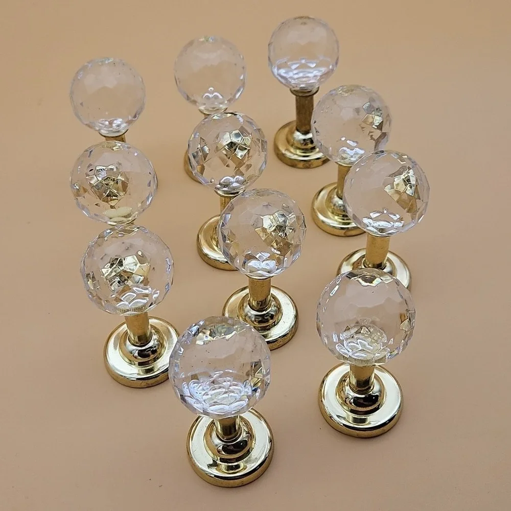 Lot Of 11 Vintage Crystal‎ Ball Drawer Pulls Gold Kitchen Cabinet Hardware